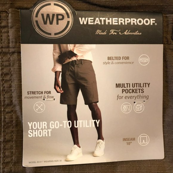 Weatherproof Belted Utility Short Stretch 40W Brown Hiking Camping Gorpcore NWT - Picture 4 of 5